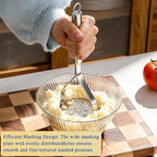 Homquen Stainless Steel Potato Masher, Sturdy Mashed Potato Masher, Potato Ricer, Masher Kitchen Tools for Vegetables&Fruit, Dishwasher Safe (9.84inch)