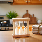 Khaki Creative 1/3/5 Minute Wooden Sand Glass Hourglass Timer Clock Home Decor Kitchen Tools Gift for Simple Style Thermometers and Timers, Brown
