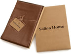 Solino Home Brown Linen Napkins Set of 4-100% Pure Linen Hemstitch Dinner Napkins 20 x 20 Inch - Classic Hemstitch