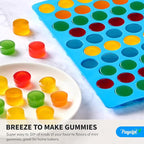 Puyeipt 4 PCS Silicone Gummy Candy Molds, 55 Cavities Non-Stick Round Molds for Small Hard Candies, Chocolates, Caramels, Jello, Fruit Snacks