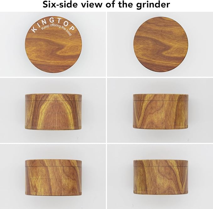 KINGTOP Grinder, Large 3" Spice Grinder (Wood Grain Brown)