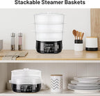 13.7QT Electric Food Steamer for Cooking, Vegetable Steamer with 3 Tiers BPA-Free Baskets, Digital Steamer with Appointment, 800W Fast Cooking, Ideal for Veggies Seafood Rice Black
