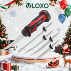 VLOXO Electric Fillet Knife, Cordless Fillet Knife with 4 Stainless Steel Blades Safety Lock Non-Slip Grip Handle Storage Case Rechargeable Electric Knives for Filleting, Meat, Bread, Turkey
