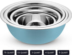 WHYSKO Stainless Steel Mixing Bowl Set, 10 Piece Stainless Steel Mixing Bowls with Lids Set for Food Prep Storage and Serving, Dishwasher Safe for Kitchen Baking Cooking, Light Blue