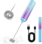 Rechargeable Milk Frother Handheld, 2-IN-1 Dual Spring Whisk Electric Frother Wand for Cappuccino Latte Macchiato, Portable Drink Mixer for Coffee, Matcha, Hot Chocolate