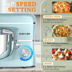 CHeflee Multifunctional Stand Mixer,660W, 6.5QT With Meat Grinder, Vegetable Slicer &1.5L Juice Blender,for Most Home Cooks,Blue