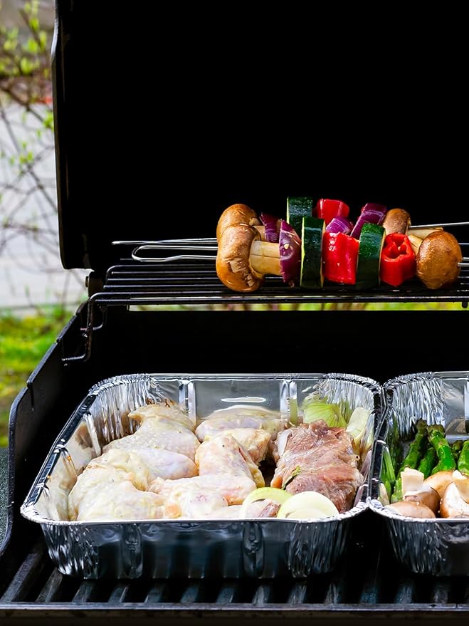 NEEBAKE 20 Set Disposable Aluminum Pans with Lids Assorted Sizes - 10 Large 10.25x12 Foil Pans Half Size & 10 Small 8x8 Tin Foil Baking Pans, Tin Trays Containers for Meal Prep, Food Cooking, Roasting