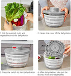 Electric Salad Spinner, 4L Wireless USB Salad Spinner Dehydrator for Fruit Vegetables, Large Capacity Salad Vegetable Dryer, Quick Drainage Electric Mixer White