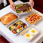 Aluminum Pans with Lids (100-Pack, 8.5"×6") 2.25 LB Capacity Foil Food Containers with Lids - 100 Pans and 100 Clear Lids - Disposable Tin Foil Pans - for Baking, Meal Prep and Freezer, Takeout