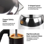 9 Cup Glass Clear Moka Pot Thickened 304 Stainless Steel Stovetop Espresso Maker Italian Coffee Machine 450ml 15oz Classic Mocha Cafe Greca Coffee Suitable for Gas Induction