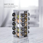 Kamenstein 20 Jar Heritage Revolving Spice Rack with Spices Included, Brushed Stainless Steel Rotating Countertop Organizer with Free Refills for 5 Years