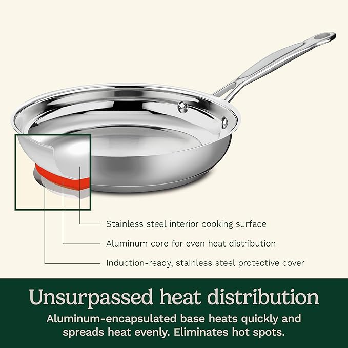 Cuisinart 7-Piece Stainless Steel Pots and Pans Set, Cookware Set Compatible with Induction, Electric, Gas Cooktops, Aluminum Core for Quick Even Heat, Cool Grip Handles, Dishwasher Safe, Oven Safe