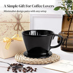 DOWAN Pour Over Coffee Maker, Non-Electric Pour Over Coffee Dripper, Manual Brew Maker, Single Cups Porcelain Slow Brewing Accessories for Gifts, Black