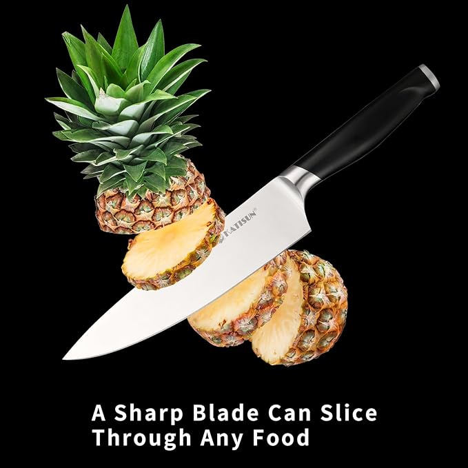 15-Piece Kitchen Knife Set with Block, ABS Ergonomic Handle for Chef Knife Set and Serrated Steak Knives Knife Sharpener and Kitchen Shears, Dishwasher Safe, Natural Block