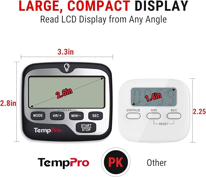 TempPro TM01 Kitchen Timers for Cooking with Count Up Countdown Timer, Digital Timer for Kids Students with Touch Backlight, Study Timers for Classroom Teacher Supplies(Previously ThermoPro)