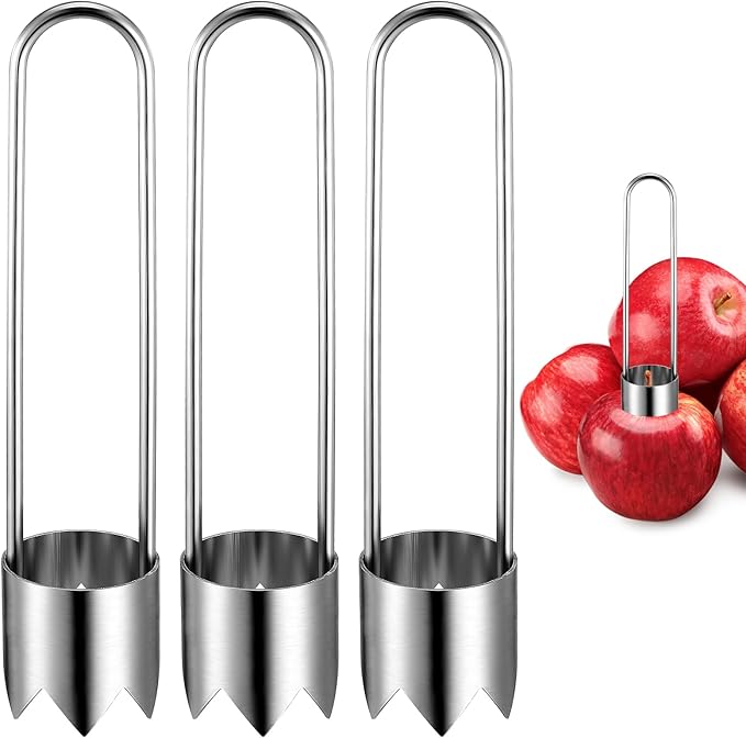 3 Pcs Red Bell Pepper Corer Pepper Seed Corer Remover Multifunctional Vegetable Core Remover Stainless Steel Reusable Fruit Corers Kitchen Gadget for Vegetable Fruit Cutter Coring