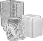 GUSTO [1 lb - 100 Count Disposable Aluminum Foil Pans with Clear Dome Lids, 5x4 Takeout Pans – Great for Baking, Cooking, Storage, and Freezing (Formerly Comfy Package)