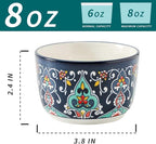 Glowworm 8 Oz Ramekins Set of 6, Ceramic Creme Brulee Ramekins, Colorful Souffle Dishes for Snacks, Ice Cream, Pudding Custard Cups for Baking, Oven & Dishwasher Safe, Bohemian