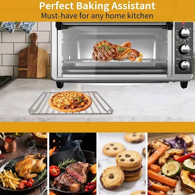 Countertop Toaster Oven Replacement Parts for BLACK+DECKER 8 Slice Extra Wide Convection Toaster Oven, 16.5×11.5 IN Stainless Steel Toaster Oven Accessories Wire Rack Baking Rack