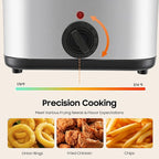Deep Fryer with Basket, 2.5L Electric Deep Fryer, 1000W Electric Fryer with Viewing Window, Adjustable Temperature, Stainless Steel Body, For Make Various Fried Foods