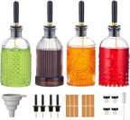 4pcs Glass Coffee Syrup Dispenser Bottles 7 OZ, Simple Syrup Bottles with Metal Pour Spout, Syrup Dispenser for Coffee Bar Accessories for Maple Honey Syrup Oil and Sauces