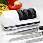 Chef'sChoice Professional Electric Knife Sharpeners With 100-Percent Diamond Abrasives And Precision Angle Guides For 20-Degree Straight-Edge and Serrated Knives, 3-Stage, White