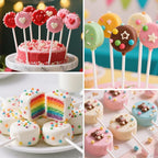 Juome Cake Pop Mold Kit, Stainless Steel Circle Cake Pop Cutter and Pusher Cake Pop Maker with Sticks, Round Cake Pop Shapes Supplies Accessories, Baking Tools for Home Baking Desserts