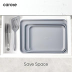 CAROTE 3-Piece Baking Pan Set - Bakeware Set, Baking Sheet Set Including 13 Inch 15 Inch 17 Inch Sheet Pan, Cookie Sheet for Baking, Royal Violet, Blue & Grey
