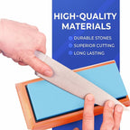 Sharp Pebble Knife Sharpening Stones Kit -Grits 400/1000/6000 Extra Large Whetstone- Wet Stone Knives Sharpener Set with NonSlip Bamboo Base & Flattening Stone
