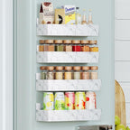 Mystozer Magnetic Spice Rack for Refrigerator, Kitchen Organizer and Storage Shelf, Marble(4 Pack)