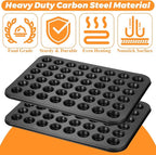 2 Pack Mini Muffin Pan 48 Cup, Mini Cupcake Pans for Baking, Nonstick Small Muffin Tin, Small Cupcake Pan, Dishwasher Oven Safe - Black