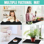 WISELIFE Coffee Mat Super Absorbent Dish Drying Mat Coffee Bar Accessories Match with Machine Large Drying Mats for Kitchen Counter 12" W x 19" L, Black