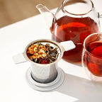 Stainless Steel Tea Infuser for Loose Leaf Tea – Extra Fine Mesh Strainer with Heat Proof Double Handles & Lid, Reusable Filter Fits Mugs, Cups & Teapots, White