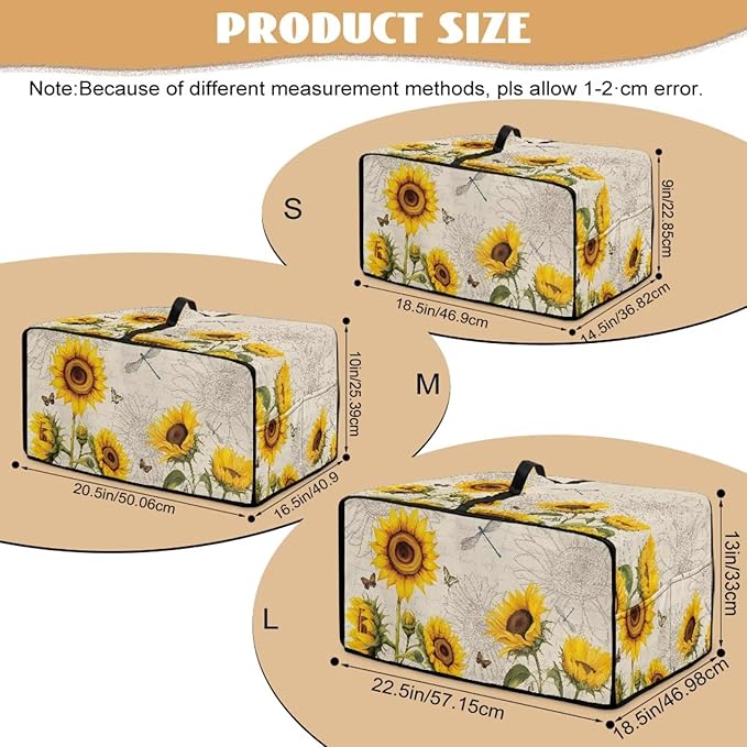 Sunflower Butterfly Dragonfly Print Toaster Oven Dust-proof Cover, Fingerprint Prevention & Greasy Protection Washable Universal Small Appliance Covers (Small-14.5 * 18.46 * 9 inches)