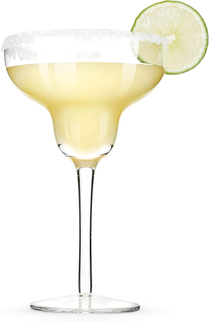 True Margarita Glass, Crystal Stemmed Cocktail Glasses, Dishwasher Safe, Mixed Drink Glasses, Daquiri Glass Holds 10 oz., Set of 4, Clear