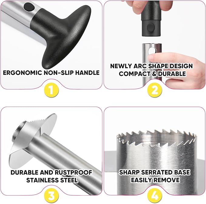 Pineapple Corer, [Upgraded, Reinforced, Thicker Blade] Newness Premium Pineapple Corer Remover, Stainless Steel Pineapple Core Remover Tool for Home & Kitchen with Sharp Blade for Diced Fruit Rings