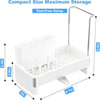 Kitchen Sink Caddy Organizer, Stainless Steel Sponge Holder, Kitchen Caddy Sink Organizer with Dish Brush Holder and Dishcloth Rack, Rustproof Dish Sponge Drying Rack for Countertop Storage