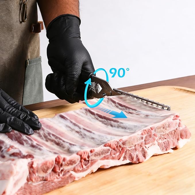 Rib Membrane Removal Tool,Stainless Steel Rib Prep Tool Membrane Remover,BBQ Membrane Remover for Ribs with Arc Clamp & Non-Slip Grip for Easy Rib Skinner,Kitchen Gadgets for Barbecue Enthusiasts