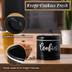 DAYYET Farmhouse Cookie Jar for Kitchen Counter, 1 Gallon Vintage Cookie Jar with Airtight Lid, Large Food Storage Container for Candy, Cookies, Dessert, Black Kitchen Decor and Accessories