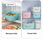 Adults Bento Lunch Box,Salad Container Large 43oz Salad Bowl, Bento-Style Tray for Toppings, 3oz Sauce Container for Dressings, and Built-In Reusable Fork