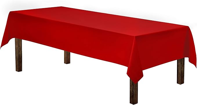 Gee Di Moda Rectangle Tablecloth - 60 x 126 Inch Red Table Cloth for 8 Foot Rectangle Tables - Heavy Duty Washable Fabric - for Holiday Party, Dinner, Weddings, Baby Shower & Events