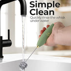 Zulay Kitchen Patented Tornado Triple Whisk Milk Frother with 4 Duracell Batteries – Handheld Foam Maker for Coffee, Lattes, Matcha & Hot Chocolate – Rich, Creamy Froth in Seconds - Olive & Gold
