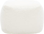 SAFAVIEH Couture Collection Samuels Ivory Boucle Ottoman Square Pouf (Fully Assembled)