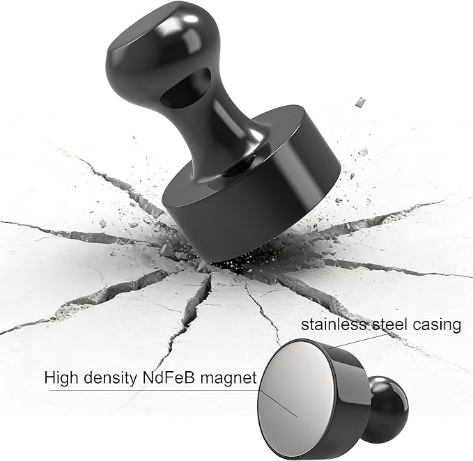 Tiergrade Metallic Magnets, Refrigerator Magnets, 24 Pack Black Magnetic Push Pins, Strong Fridge Magnets, Multi-use Whiteboard Magnets Perfect for Kitchen Office Classroom