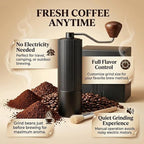 Manual Coffee Grinder with 420 Stainless Steel Burr, Adjustable Settings for Espresso & Turkish Coffee, Portable Hand Crank Coffee Grinder, 45g Capacity, Aluminum Body with Walnut Handle for Multi Use