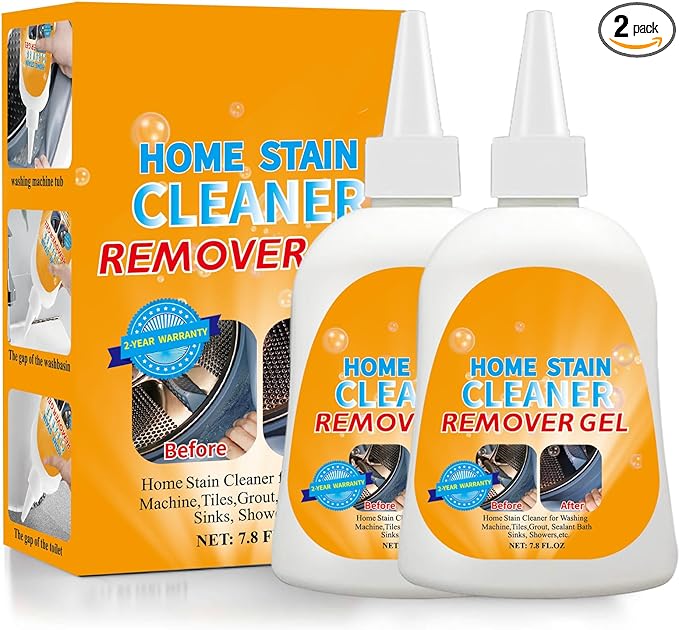 Home Stain Remover Gel – Stubborn Stain Cleaner (Safe for Washing Machine Seals, Sinks & Tiles | No-Slip Formula | 8H Penetration | 15.6OZ)