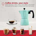 Holstein Housewares - 6 Cup Aluminum Stovetop Espresso Maker and Moka Pot - Great Tasting Traditional Espresso Coffee, Italian and Cuban Café Brewing in Minutes, Mint