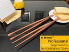 JETKONG 2 Pcs 16-Inch Extra-Large Kitchen Tweezers and Tongs - Giant Stainless Steel Food Tweezers - Rose Gold