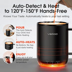 Vsitoo S3 Plus 14oz Heated Coffee Mug - Temperature Control Smart Mug with Mug Warmer, Auto-Sensing AI Heats Drinks to 120-150°F Hands-Free.Ideal for Home/Office/Gifts，Black