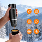Portable Espresso Maker for Travel, Manual Espresso Machine Compatible with Capsules & Ground Coffee, 15 Bar Hand Pressure, Mini Coffee Maker for Camping Office